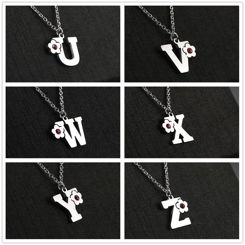 Collar con inicial de acero inoxidable con letras mayúsculas de cristal Skyrim para mujer, colgante con alfabeto A-Z, gargantilla, tendencia 2024_voghion.com