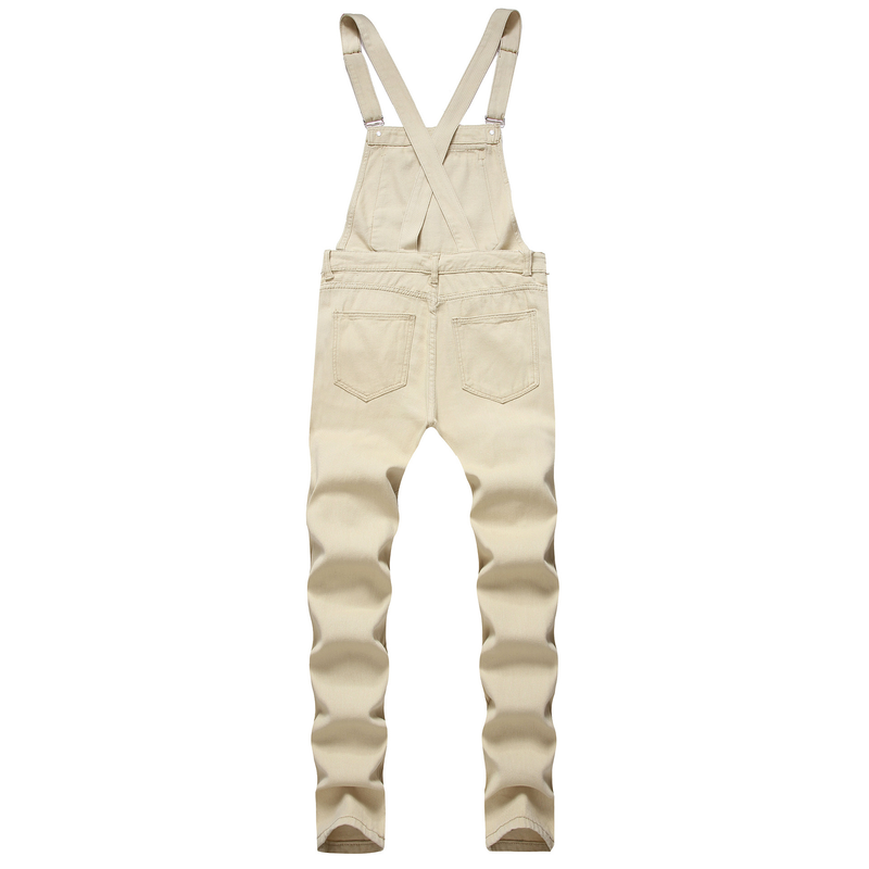 2024 new camisole denim jumpsuit slim fit casual men's jeans long pants with shoulder straps_voghion.com