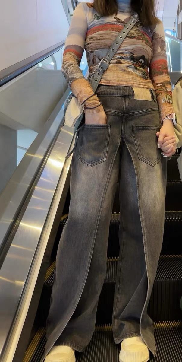 Women's Clothing New Retro Washed Slimming Reversible Deconstructed Banana Two Piece Denim Wide Leg Pants For Women_voghion.com