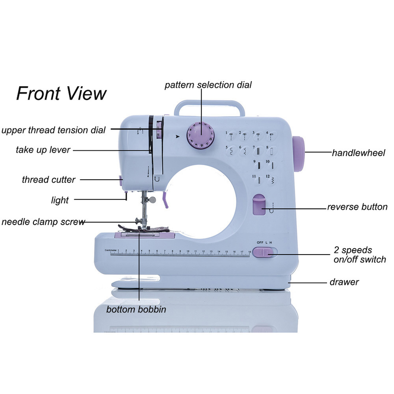 Inne máquina de costura portátil mini elétrica doméstica artesanato remendo overlock 12 pontos com pedal de mesa iniciantes_voghion.com