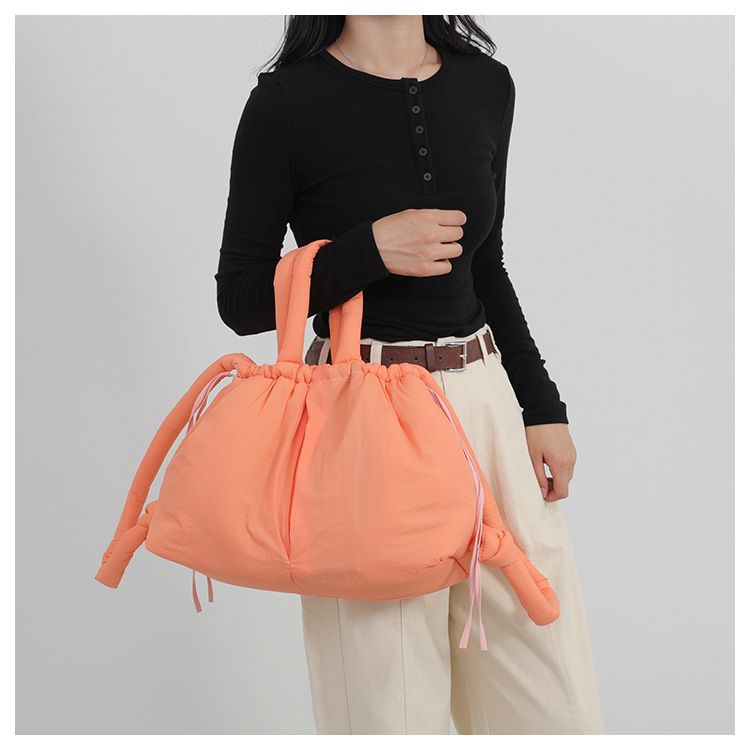 New style portable down cotton bag winter versatile fashion shoulder messenger bag multifunctional pleated casual backpack_voghion.com