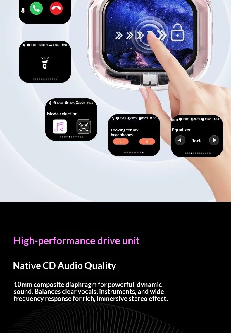 Testi delle cuffie Bluetooth Air Max Smart Digital Display originali NeoGear disponibili in magazzino e vendute oltre confine con schermo a colori_voghion.com