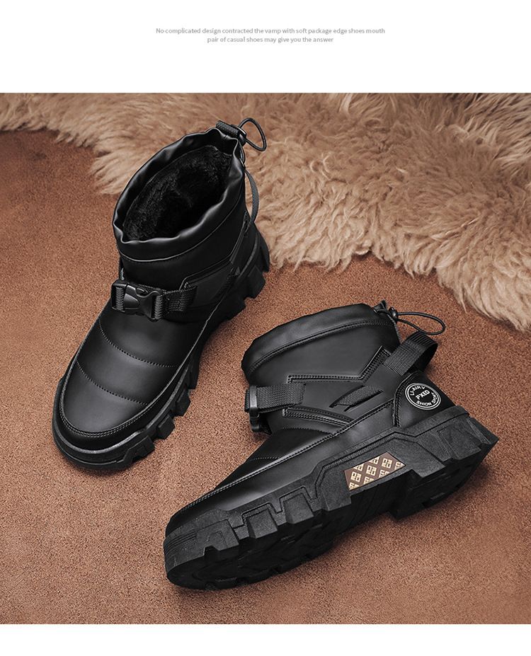 Stivali da neve invernali da uomo, impermeabili, slip-on, foderati in pelle, caldi, con suola spessa, scarpe casual da esterno_voghion.com