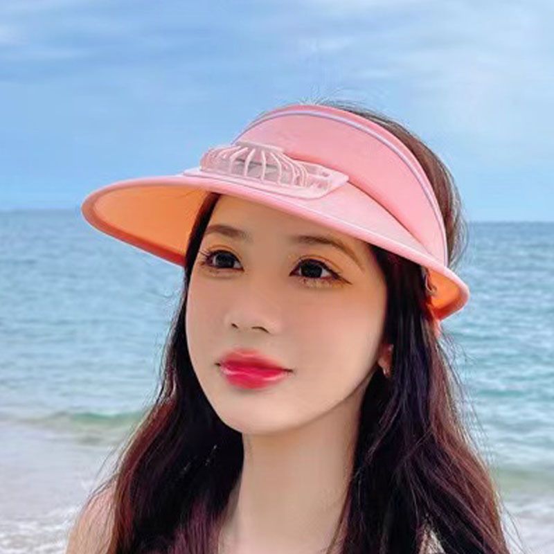USB Rechargeable Fan Hat With UPF50+ Sun Protection - Unisex Outdoor Cooling Visor For Summer Lightweight Breathable Sun Hat With Built-in Fan_voghion.com