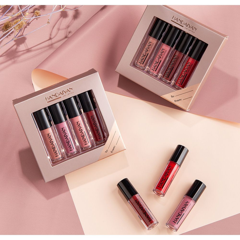 HANDAIYAN 24ss 4er-Pack Geschenkbox Spiegelgesichtsglasur Mattnebel Flüssigkeit Nicht färbende Tasse Lippenfarbe_voghion.com
