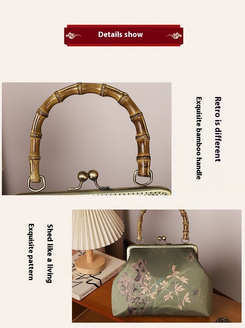 Fragrant cloud yarn ancient style banquet cheongsam hanfu printed bamboo handbag_voghion.com
