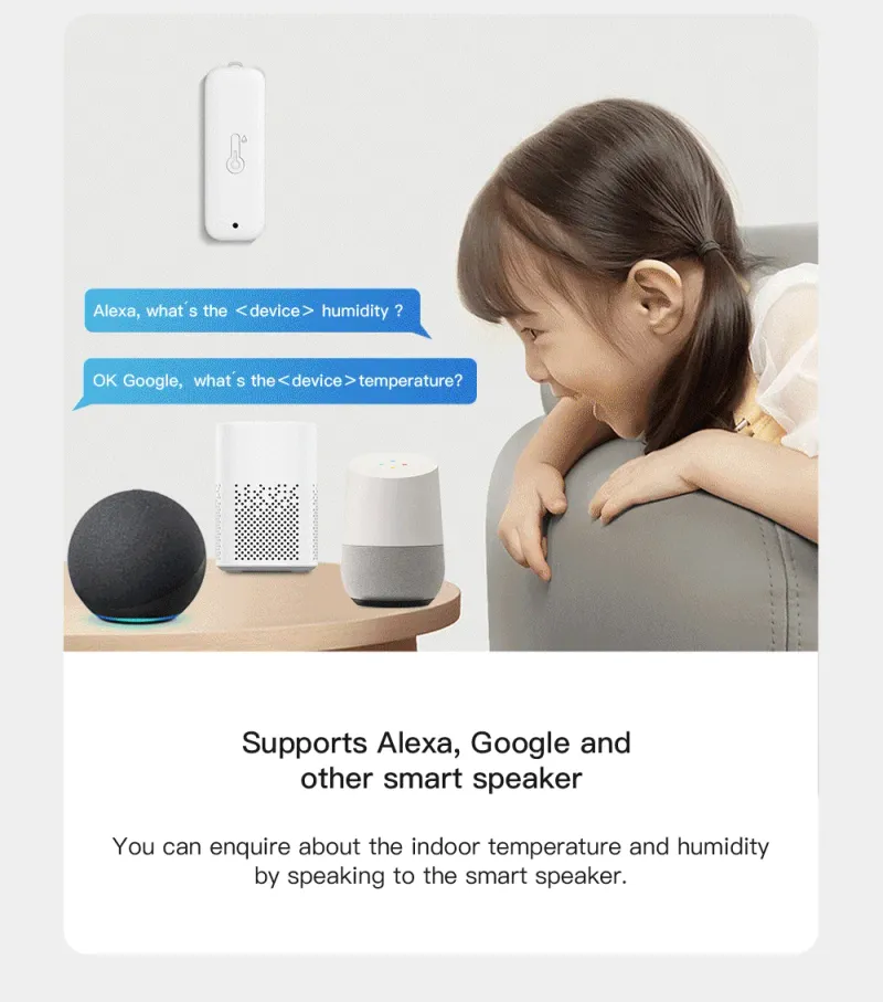 Tuya Zigbee/Wifi Sensore di temperatura e umidità per esterni Termometro Smart Life Lavoro Google Assistant, IP65_voghion.com