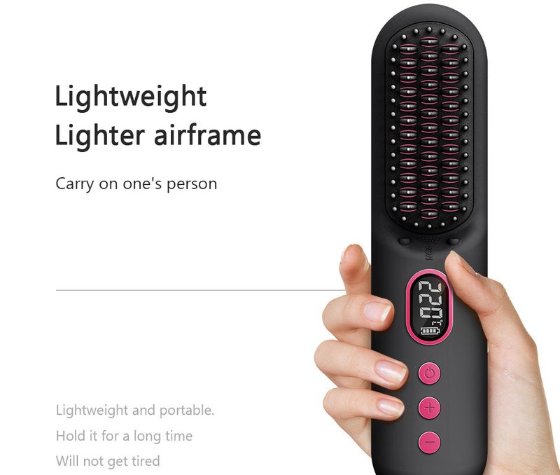 Støbeværktøj trådløs hårglattekam negative ioner mini bærbar fluffy krøllejern glat dobbelt formål hårglattekam negative ioner_voghion.com