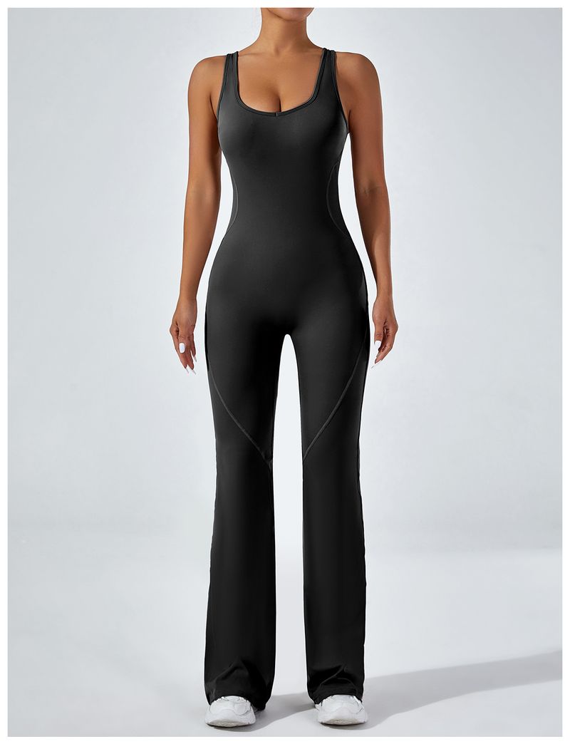 European And American Style Tight-Fitting Backless Yoga Hip-Lifting Sports Fitness Suit Wide-Leg Pants Tummy-Control_voghion.com