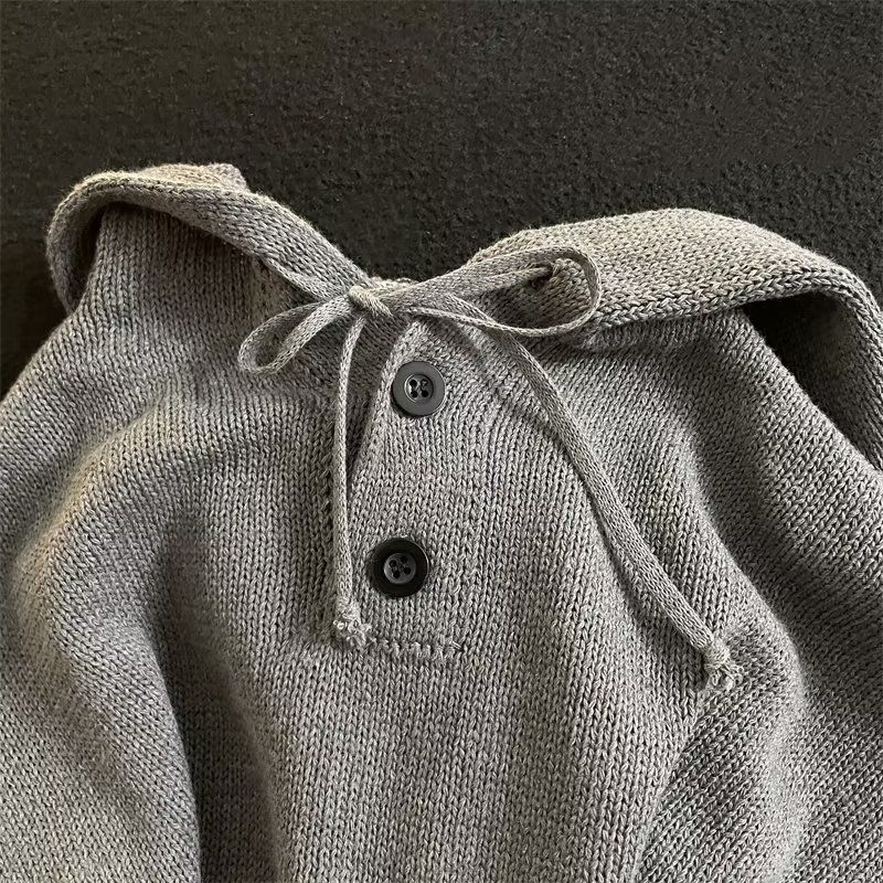 Kapuzenpullover Herren Halb offener Knopf Herbst Winter Warme Oberbekleidung Pullover College Style Trend_voghion.com