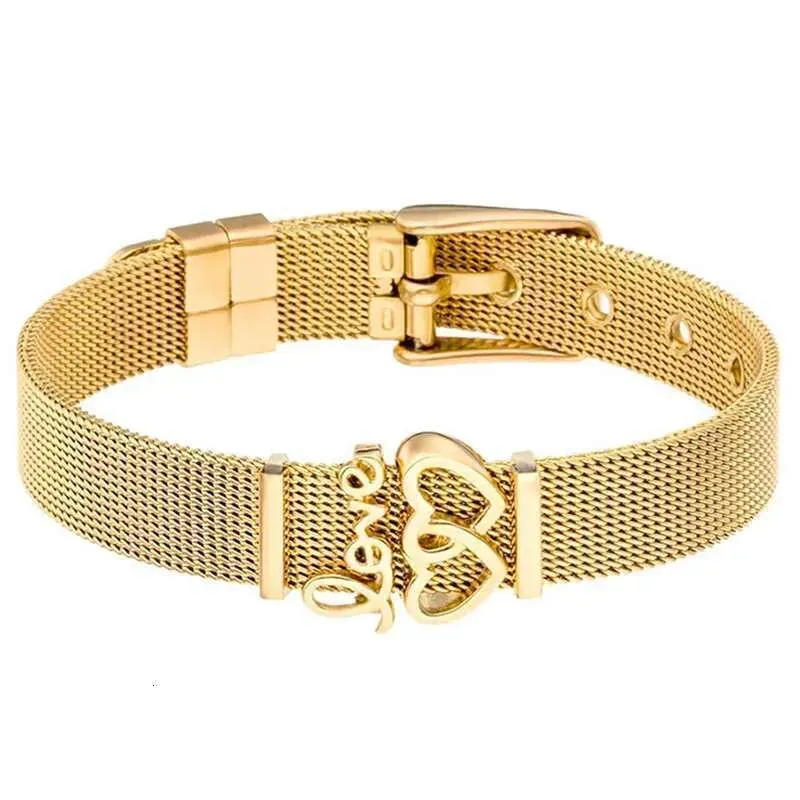 Fashion Stainless Steel For Woman Men Mesh Set Crystal Heart Anchor Charm Fine Bracelet Bangle Female Lover_voghion.com