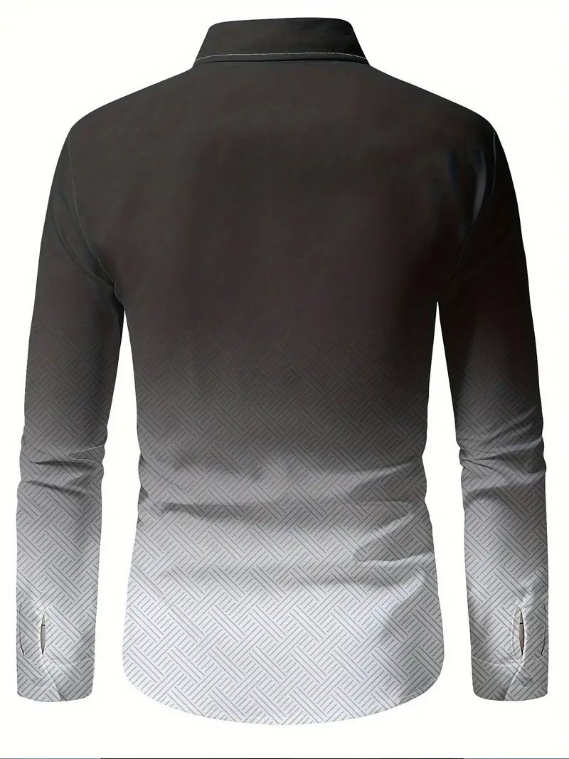 Camicia casual a maniche lunghe da uomo, nuova, primavera e autunno, con colori sfumati_voghion.com