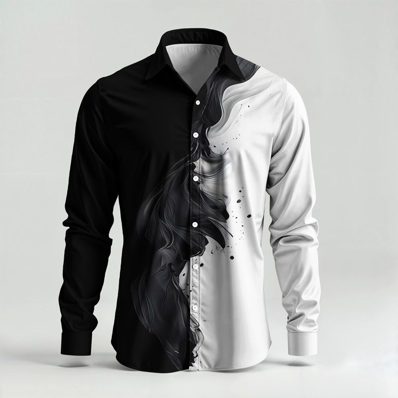 Camicia da uomo semplice, modello monopetto, con risvolto, nuova moda quotidiana, casual, comoda e ampia, da lavoro_voghion.com