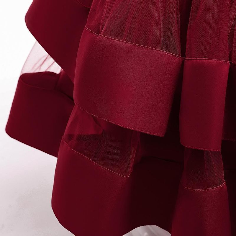 Mutter & Kinder Prinzessin Kleid Kleine Kinder Rock Bogen Ärmel Blumenmädchen Kleid Leistung Kostüm_voghion.com