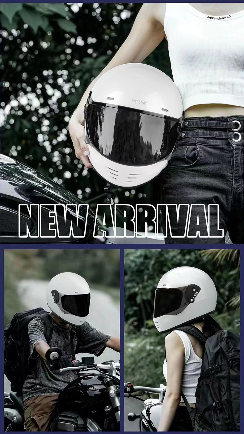 Retro-Integralhelm für Motorradfahrer – DOT- und 3C-zertifizierter Cruiserhelm mit Bluetooth-Kompatibilität, ABS-Schale, verstellbarem Visier_voghion.com