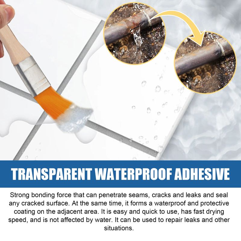Transparenter wasserfester Kleber, multifunktionale wasserfeste und auslaufsichere Dichtungsbeschichtung für Rohre, Dächer und Wände in Haushalt, Küche und Bad_voghion.com
