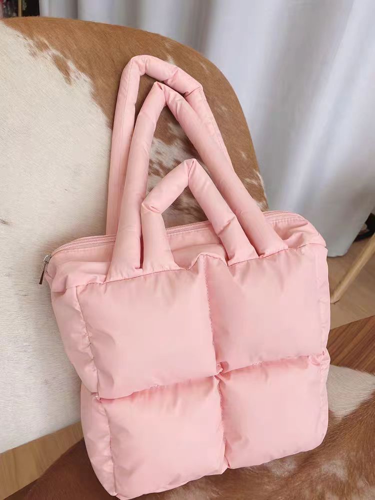 Borsa tote di alta qualità a forma di diamante, morbida in cotone, grande capacità, per donna, 2024, nuova borsa a tracolla versatile sottobraccio per autunno e inverno_voghion.com