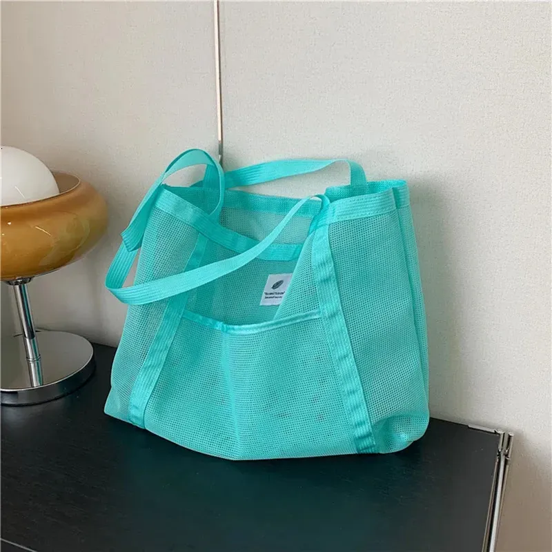 Borsa a tracolla da donna in rete trasparente, borsa da spiaggia alla moda e portatile 250321l_voghion.com