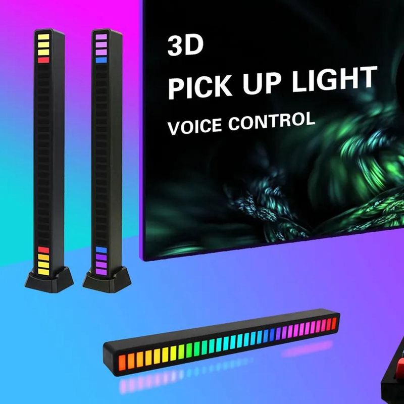 Oświetlenie nastrojowe do samochodu Pick Up, sterowanie głosem LED za pomocą aplikacji, Bluetooth RGB, komputer stacjonarny, światło wykrywające rytm_voghion.com