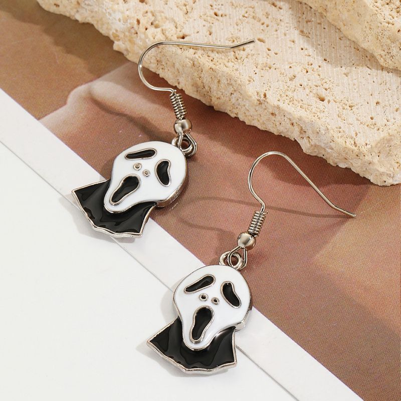 orecchini teschio scuro per donna vendita calda orecchini in lega di diamanti zucca ragno set di orecchini di Halloween_voghion.com