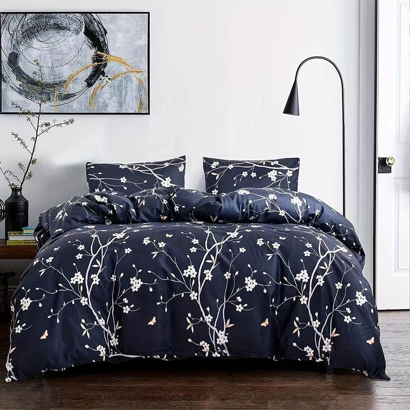 Luxuriöses Bettwäscheset mit Marmormuster im Bohème-Stil, drei- oder vierteilig, gesteppte, dicke Bettdecke aus Baumwolle für Doppelbetten_voghion.com