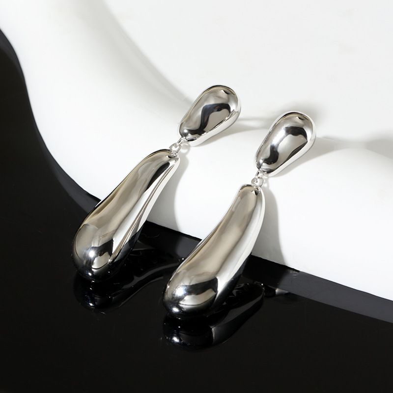 Orecchini a bottone in argento sterling con texture a goccia d'acqua, gioielli minimalisti, retrò, eleganti, coreani, di alta qualità_voghion.com