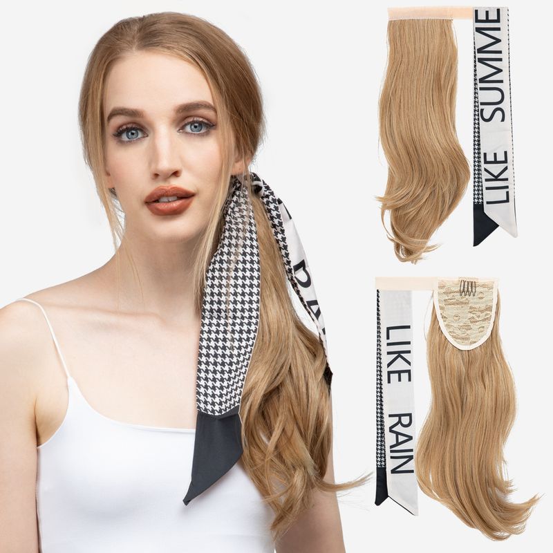 wig ponytail hair band long curly hair big wave wig braid invisible velcro ponytail hair_voghion.com