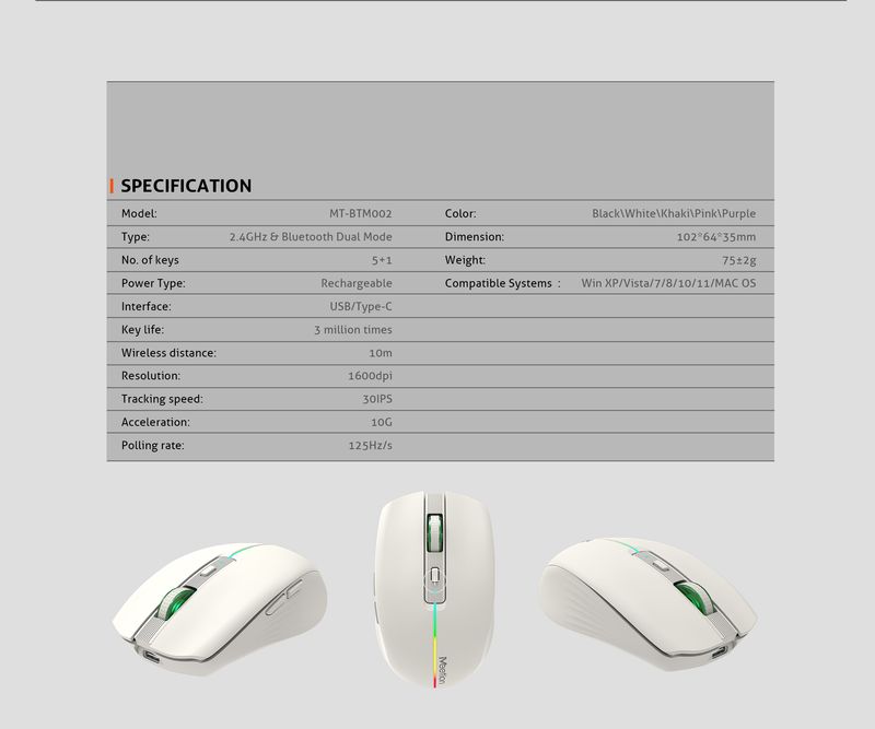Meetion BMT002 Black Portable Cordless 2.4G Rgb Silent Wireless Mouse for Laptop Computer_voghion.com
