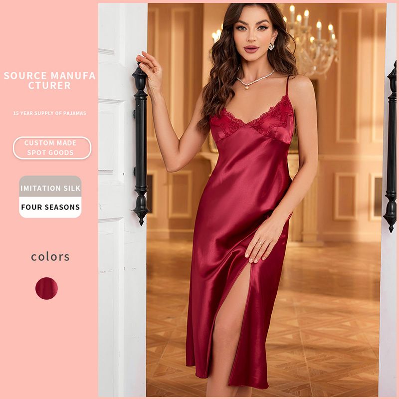 Lingerie in stile Daenerys per donna, in seta ghiacciata, da indossare in casa, alla moda estiva, con spalline sexy, camicia da notte_voghion.com