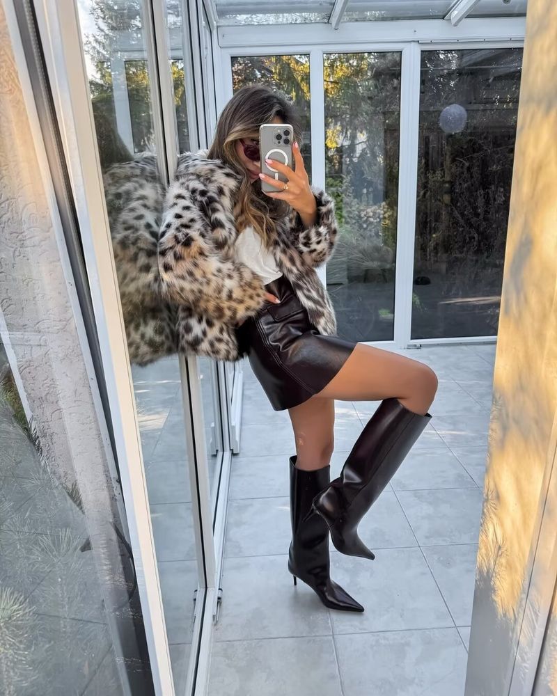 Damenkleeder Wild Leopard Print Nische Kuerzrevers Pelzmantel_voghion.com