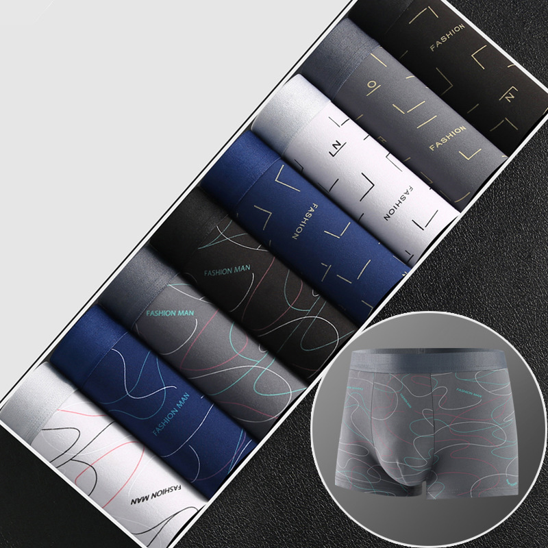 4/8 Uds. Calzoncillos Boxer con estampado convexo en U para hombre, pantalones cortos cómodos a la moda para hombre, ropa interior transpirable sólida para hombre_voghion.com