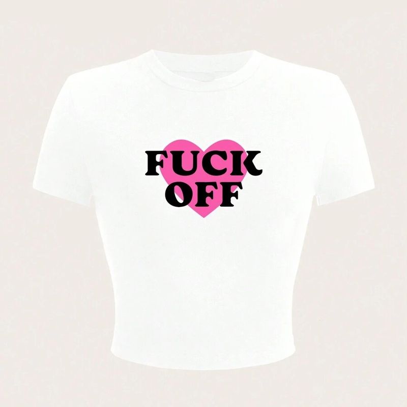 Zomer 2024 Nieuw product Eenvoudige mode bedrukte open navelstreng afslankende onderkant dames top T-shirt_voghion.com