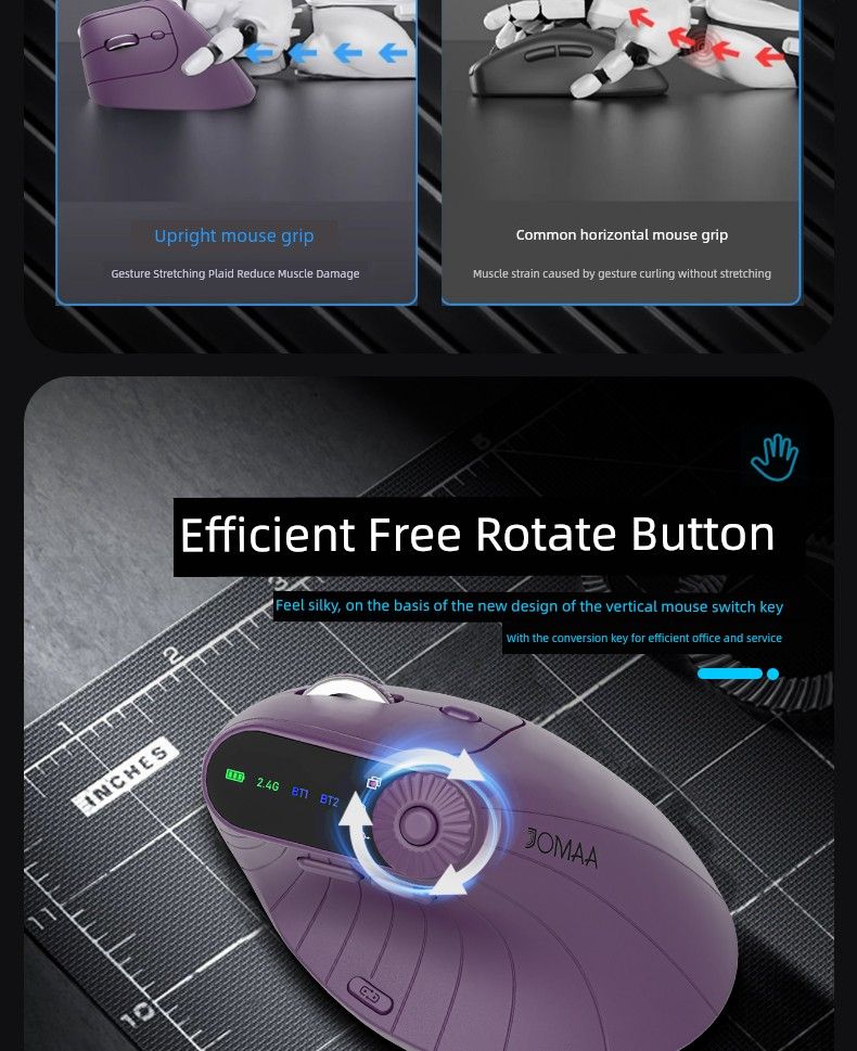 Mobile Phone Tablet Desktop Computer Rechargeable Ergonomic Vertical Office Multi-Function Mouse_voghion.com