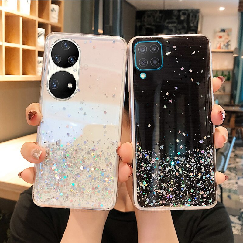 Crystal Glitter Cover fir Huawei P50 Pro P40 Lite E P20 P30 Pro Sequins Silikon Case Huawei Mate 40 Pro P30 Lite P40 Pr_voghion.com