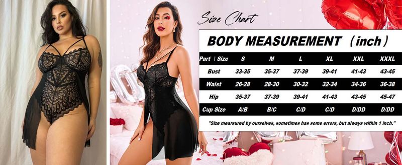 Nuisette en dentelle à imprimé floral pour femme_voghion.com