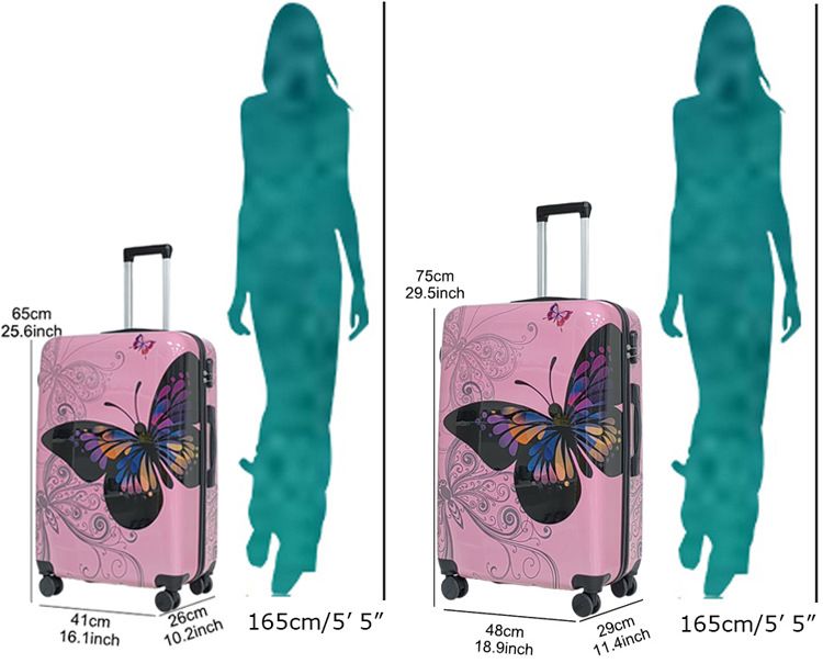 Pink Cute Butterfly Trolley Case ABS+PC Suitcase Spot Children's Suitcase Boarding Mother And Child Password Box_voghion.com