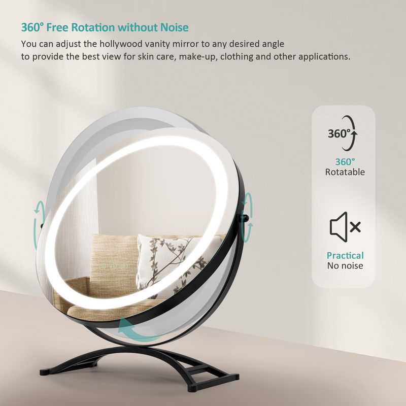 EMKE Round LED Hollywood Vanity Makeup Mirror Dressing Table Mirror Light Up_voghion.com