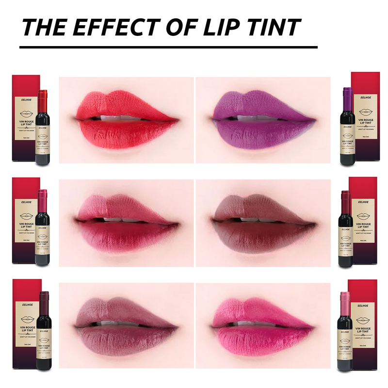 „EELHOE Moulding Lipstick Portable Creative“ vandeniui atsparus, blunkantis, neperšlampamas drėkinamasis raudonojo vyno butelio lūpų glazūra._voghion.com