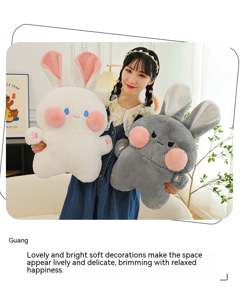 Muñeco de peluche de conejo Dudu con pelo cortado, muñeco de conejo pequeño, almohada para tirar como regalo_voghion.com