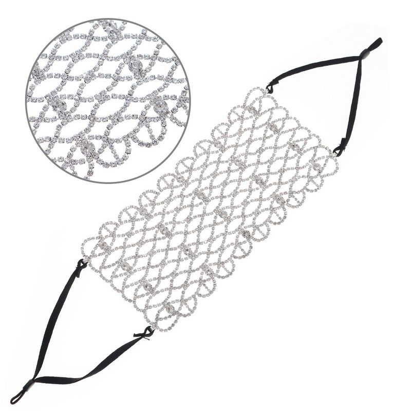Masque facial tendance en maille creuse décorative avec strass pour discothèque, fête, célébrité sur Internet_voghion.com