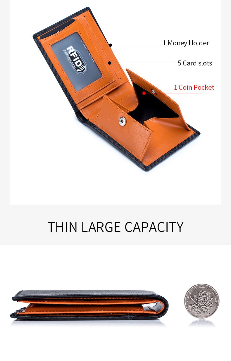 Men's Wallet Card Cases Genuine Leather Popular Men's Wallet New Style Carbon Fiber Wallet Rfid Ultra Thin Multifunctional Wallet_voghion.com