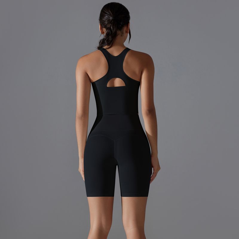 New backless no underwear, shorts, yoga suit set, sports running and fitness two-piece set_voghion.com