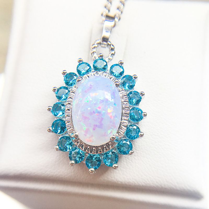 Nuova collana a sei griffe per donna con ciondolo in opale australiano e catena per clavicola_voghion.com