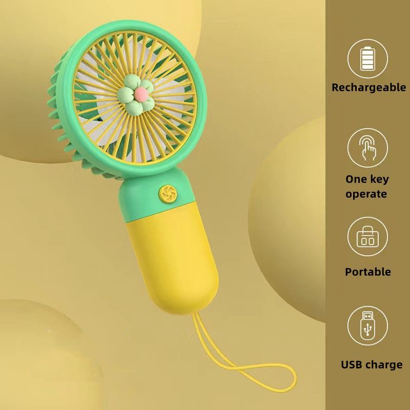 1 Pcs Handheld Fan Mini Personal USB Fan With Bracket; Rechargeable; Cute Flower Fruit Shape Portable Hand Held Fan; Table Fan For Cooling For Girls_voghion.com