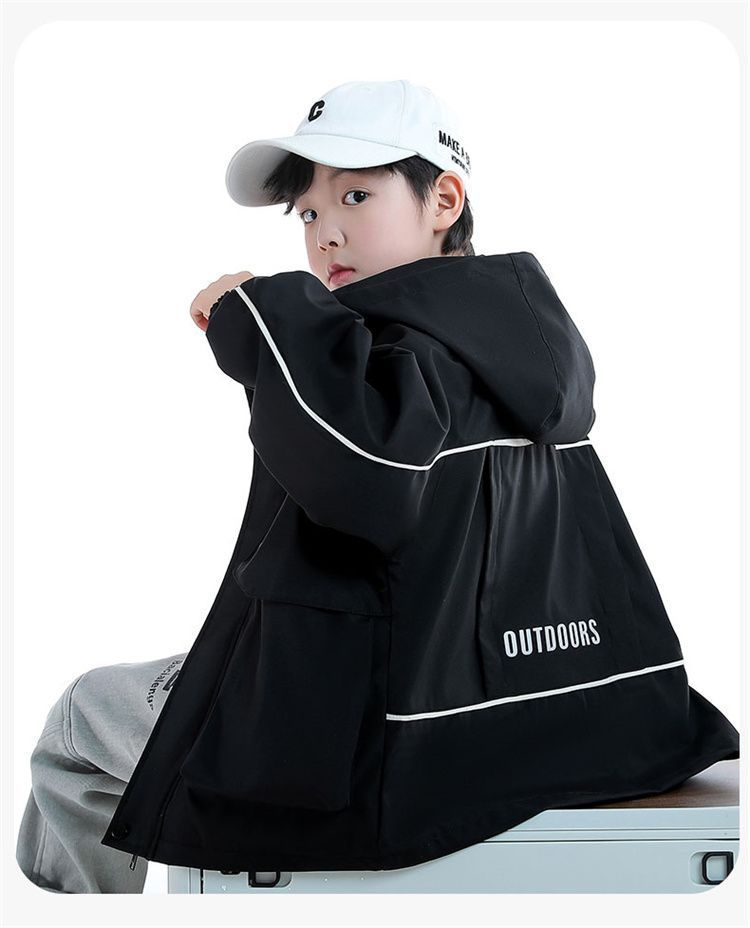 Boys' Windbreaker Spring And 2025 New Children's Big Kids Color Block Trench Coat Autumn Jacket Trendy_voghion.com