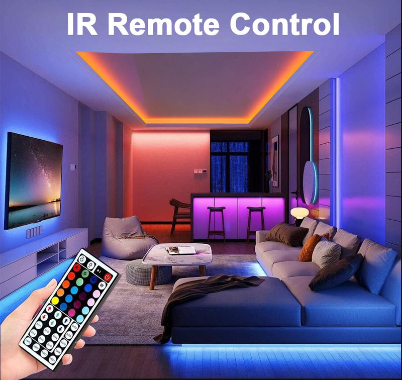 Bande lumineuse LED RVB 5 m, 10 m, 20 m, 30 m, avec contrôle par application, flexible, pour décoration de chambre à coucher_voghion.com