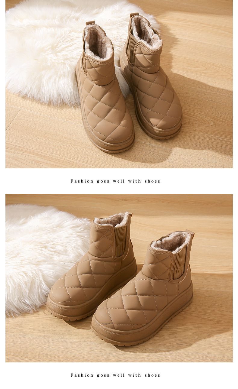 Fleece High-Top Socken Stiefel Studentinnen Trend Warm Casual Baumwollschuhe_voghion.com