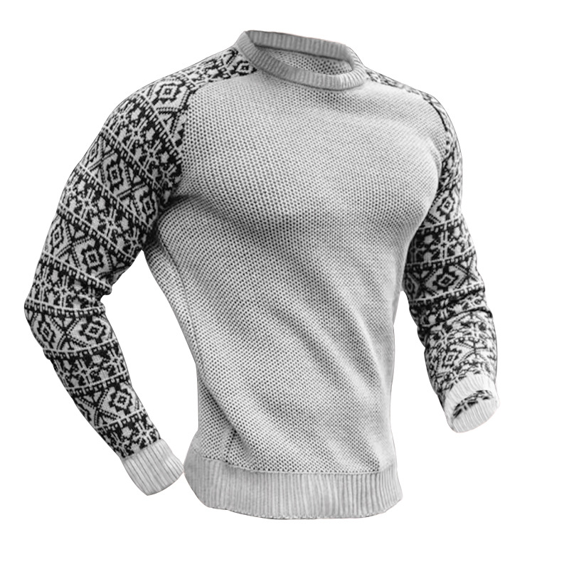 High-Quality 2023 Autumn New Waffle Print Men's Pullover Base Layer Color Block Knit Sweater_voghion.com