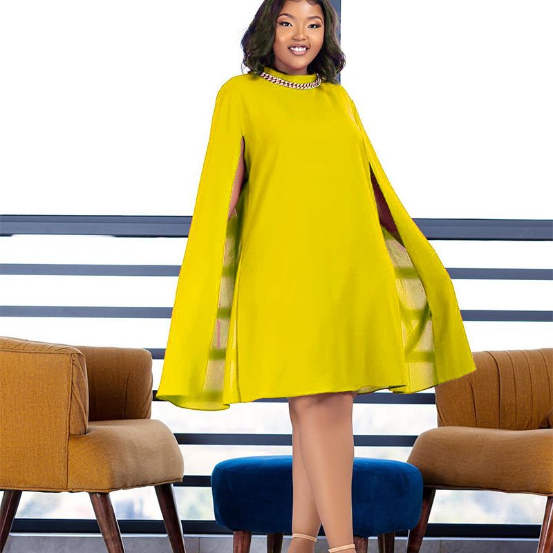 Women's Clothing Temperament Commuting Solid Color Leisure Loose Style Dress Clearance_voghion.com