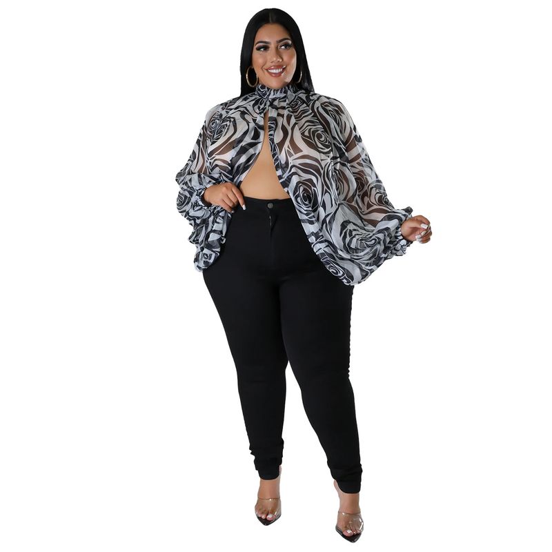 Damen-Oberteil in Übergröße, Übergröße, Damenbekleidung, Rundhalsausschnitt, offener Rücken, Chiffon-Schnüroberteil für Damen_voghion.com